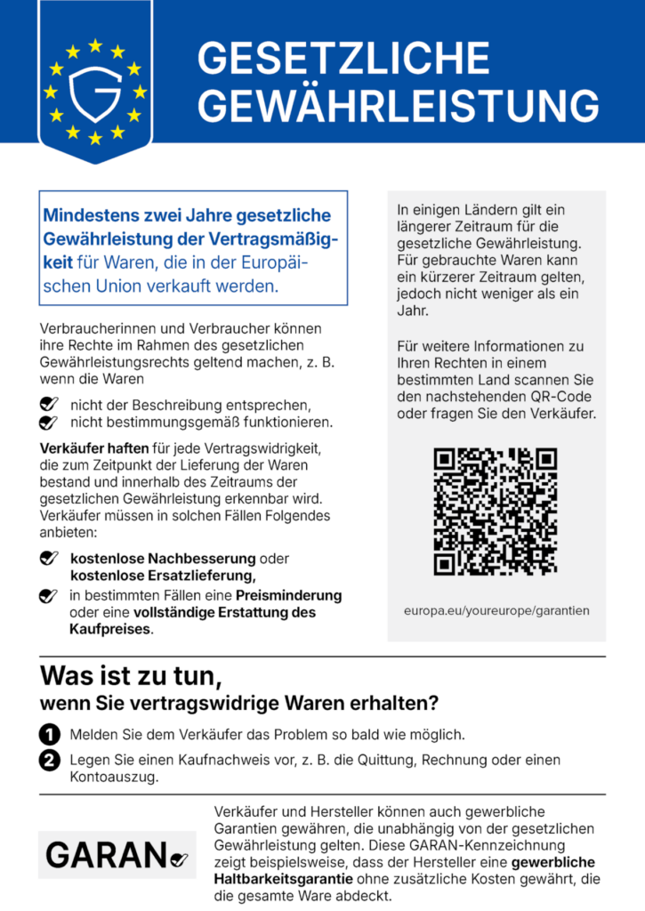 EU Label gesetzliche Gewährleistung